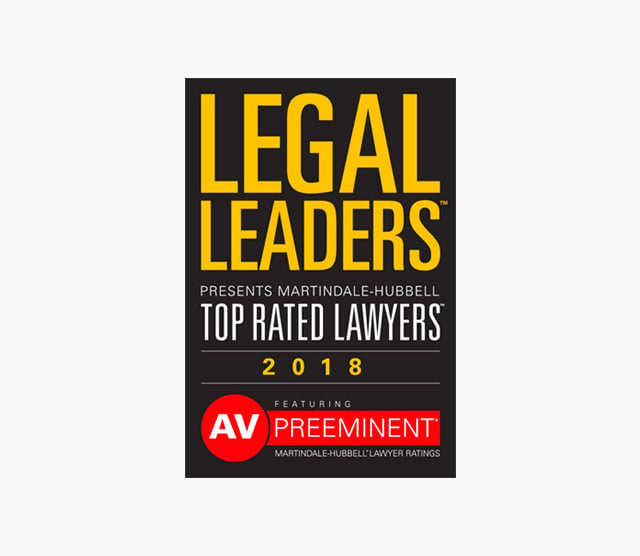 Legal Leaders | Presents Martindale-Hubbell | Top Rated Lawyers | 2018 | Featuring AV Preeminent